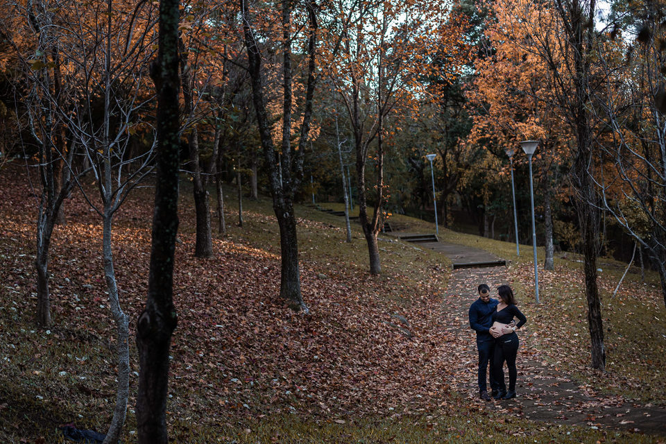 Ensaio Gestante ao ar livre no outono